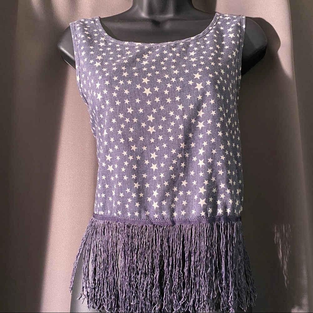 Blue Rain Stars Crop Top